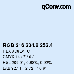 カラーコード: RGB 216 234.8 252.4 | qconv.com