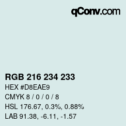 カラーコード: RGB 216 234 233 | qconv.com