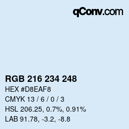 Color code: RGB 216 234 248 | qconv.com