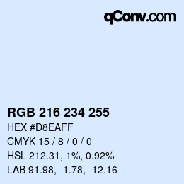 カラーコード: RGB 216 234 255 | qconv.com