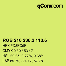 カラーコード: RGB 216 236.2 110.6 | qconv.com
