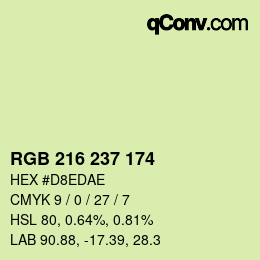 Color code: RGB 216 237 174 | qconv.com