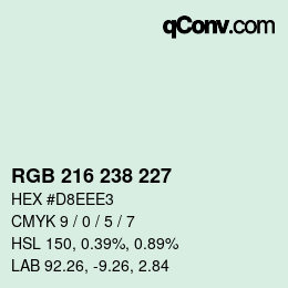 颜色代码: RGB 216 238 227 | qconv.com