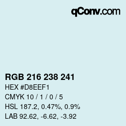 颜色代码: RGB 216 238 241 | qconv.com