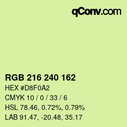 Color code: RGB 216 240 162 | qconv.com