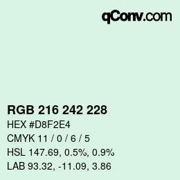 Color code: RGB 216 242 228 | qconv.com