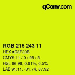 カラーコード: RGB 216 243 11 | qconv.com