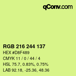 Farbcode: RGB 216 244 137 | qconv.com