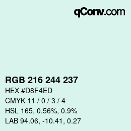 Color code: RGB 216 244 237 | qconv.com