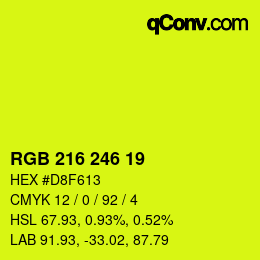 颜色代码: RGB 216 246 19 | qconv.com