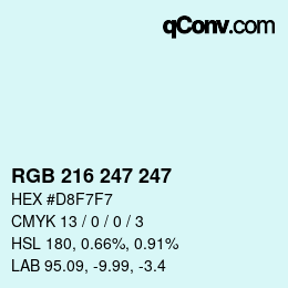 Color code: RGB 216 247 247 | qconv.com