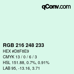 Color code: RGB 216 248 233 | qconv.com
