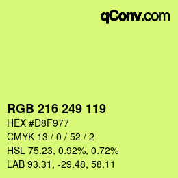 Color code: RGB 216 249 119 | qconv.com