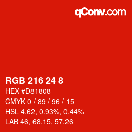 颜色代码: RGB 216 24 8 | qconv.com