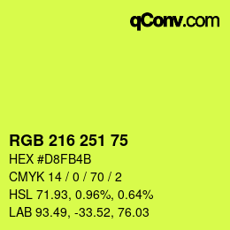 カラーコード: RGB 216 251 75 | qconv.com