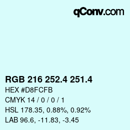 カラーコード: RGB 216 252.4 251.4 | qconv.com
