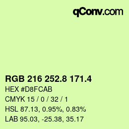 カラーコード: RGB 216 252.8 171.4 | qconv.com
