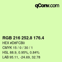 カラーコード: RGB 216 252.8 176.4 | qconv.com
