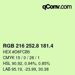 カラーコード: RGB 216 252.8 181.4 | qconv.com