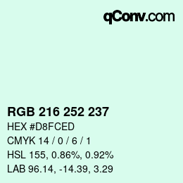 Color code: RGB 216 252 237 | qconv.com