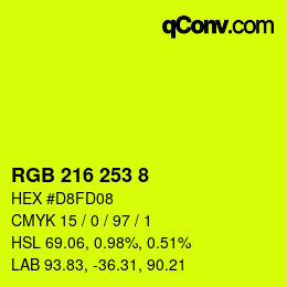 颜色代码: RGB 216 253 8 | qconv.com