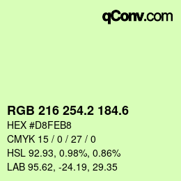 カラーコード: RGB 216 254.2 184.6 | qconv.com