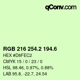 カラーコード: RGB 216 254.2 194.6 | qconv.com