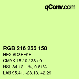 Color code: RGB 216 255 158 | qconv.com