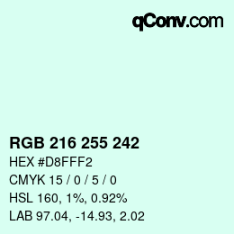 Color code: RGB 216 255 242 | qconv.com