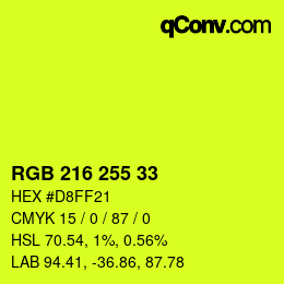 Color code: RGB 216 255 33 | qconv.com