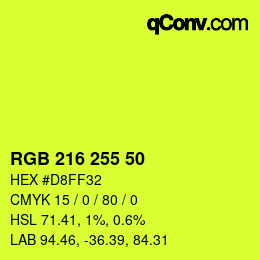 Color code: RGB 216 255 50 | qconv.com