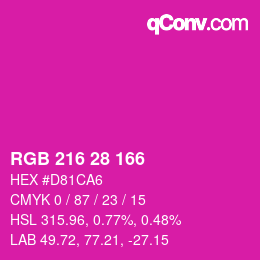Color code: RGB 216 28 166 | qconv.com