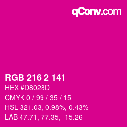 Color code: RGB 216 2 141 | qconv.com