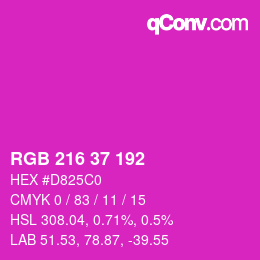 Color code: RGB 216 37 192 | qconv.com