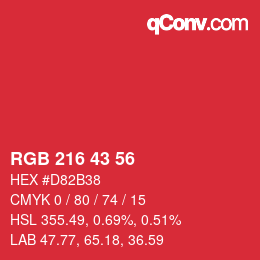 カラーコード: RGB 216 43 56 | qconv.com