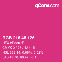カラーコード: RGB 216 48 126 | qconv.com