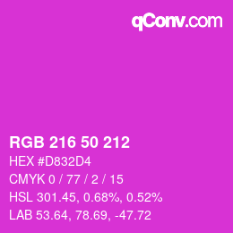 カラーコード: RGB 216 50 212 | qconv.com