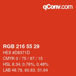 Color code: RGB 216 55 29 | qconv.com