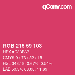 Color code: RGB 216 59 103 | qconv.com