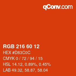 カラーコード: RGB 216 60 12 | qconv.com