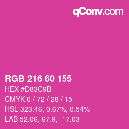 カラーコード: RGB 216 60 155 | qconv.com