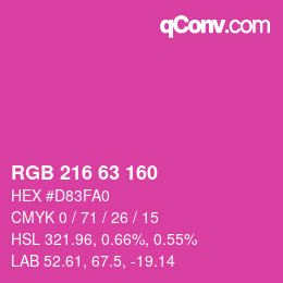 カラーコード: RGB 216 63 160 | qconv.com