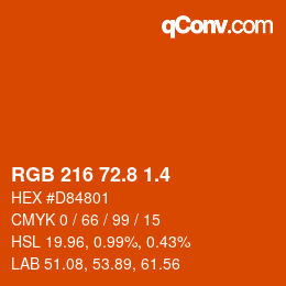 カラーコード: RGB 216 72.8 1.4 | qconv.com