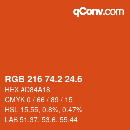 カラーコード: RGB 216 74.2 24.6 | qconv.com