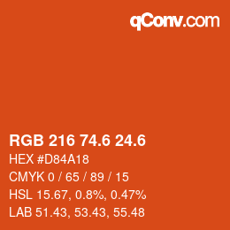 カラーコード: RGB 216 74.6 24.6 | qconv.com