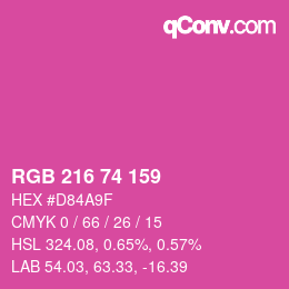 カラーコード: RGB 216 74 159 | qconv.com
