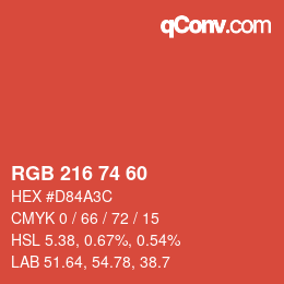 カラーコード: RGB 216 74 60 | qconv.com