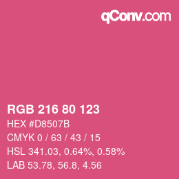 カラーコード: RGB 216 80 123 | qconv.com
