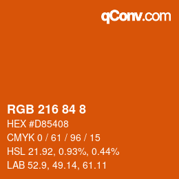 Color code: RGB 216 84 8 | qconv.com
