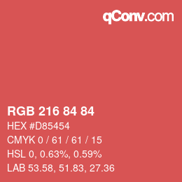 Farbcode: RGB 216 84 84 | qconv.com